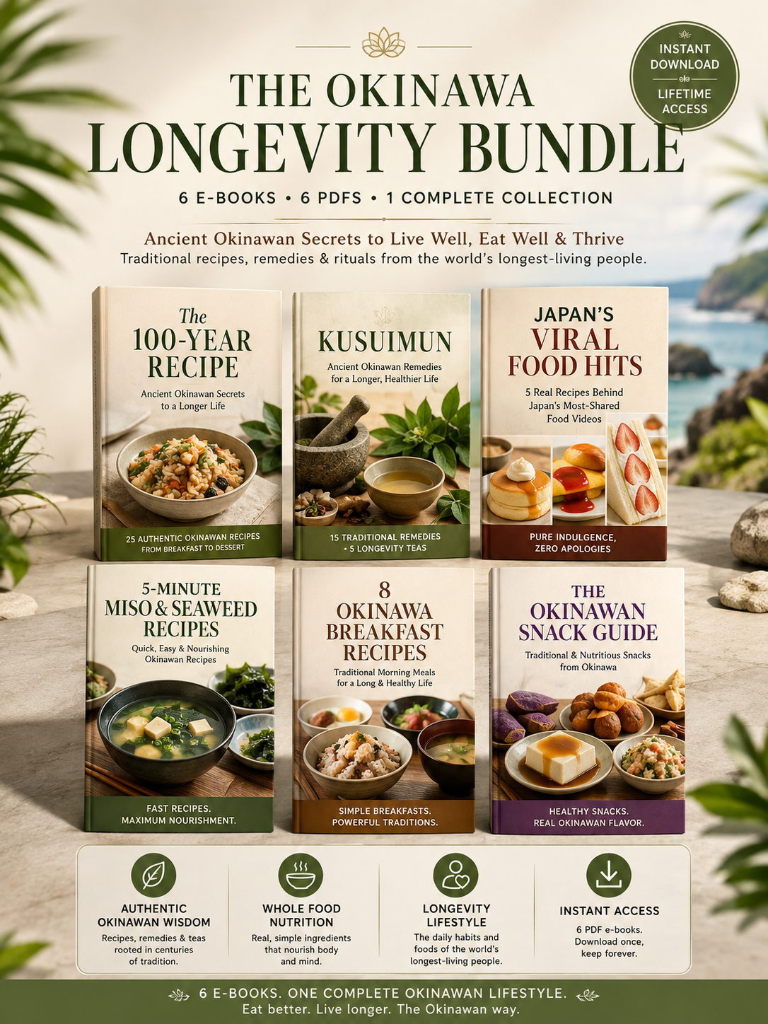 The Okinawa Longevity Bundle: 3 Complete Guides to Food, Remedies & Recipes